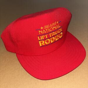 Vintage SEARS Lift Truck Rodeo SnapBack Red One Size Deadstock